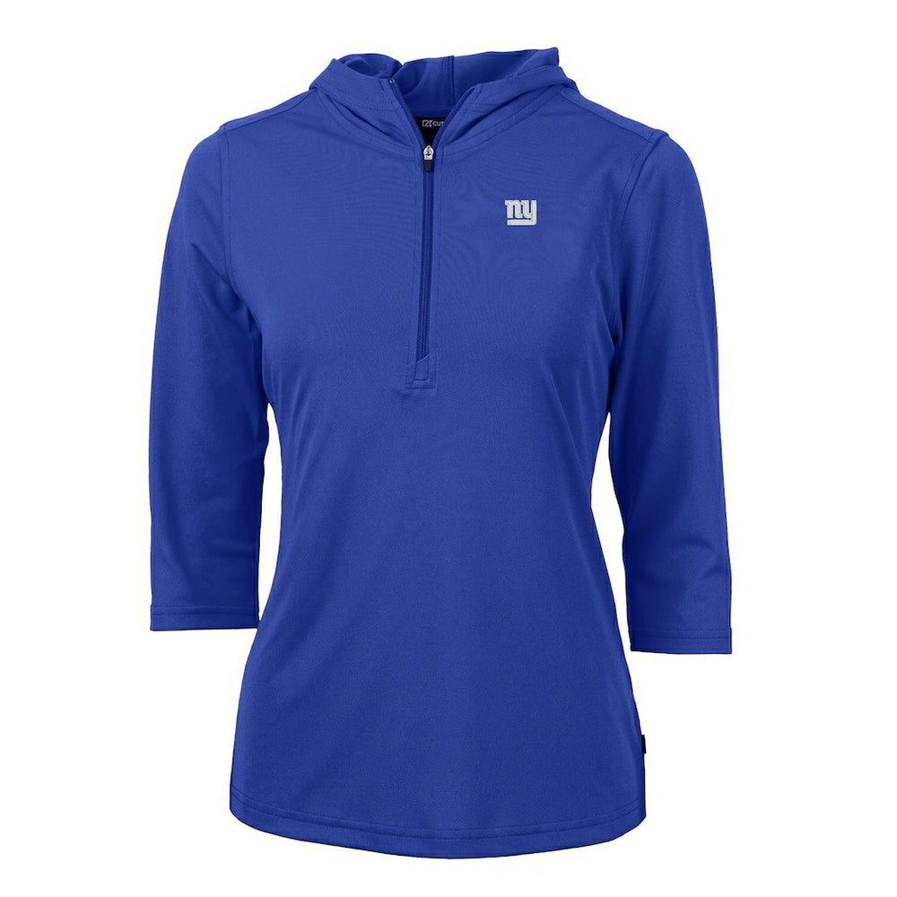 New York Giants  Cutter & Buck Women's Virtue Eco Pique Half-Zip 3/4 Sleeve Pullover Hoodie