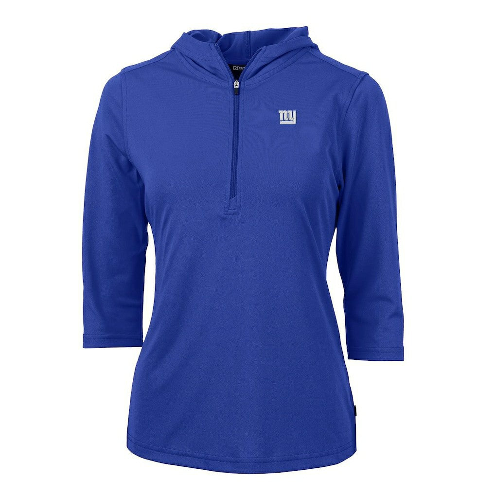 New York Giants  Cutter & Buck Women's Virtue Eco Pique Half-Zip 3/4 Sleeve Pullover Hoodie