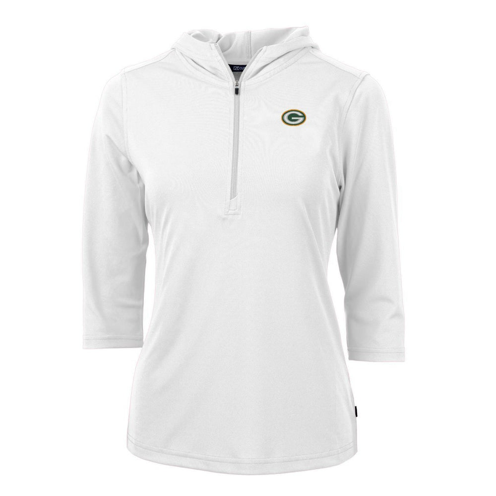 Green Bay Packers  Cutter & Buck Women's Virtue Eco Pique Half-Zip 3/4 Sleeve Pullover Hoodie
