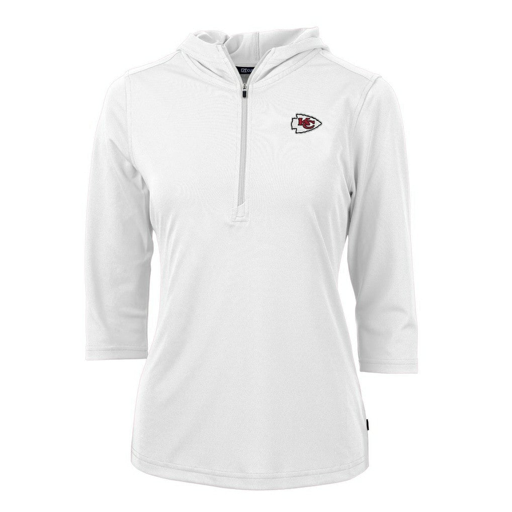 Kansas City Chiefs  Cutter & Buck Women's Virtue Eco Pique Half-Zip 3/4 Sleeve Pullover Hoodie