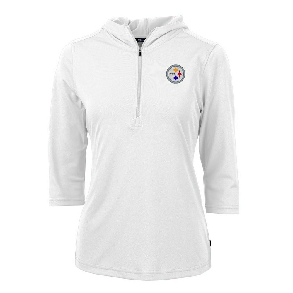 Pittsburgh Steelers  Cutter & Buck Women's Virtue Eco Pique Half-Zip 3/4 Sleeve Pullover Hoodie