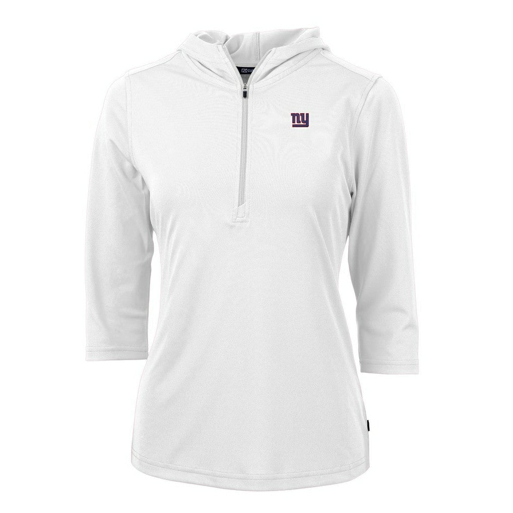 New York Giants  Cutter & Buck Women's Virtue Eco Pique Half-Zip 3/4 Sleeve Pullover Hoodie