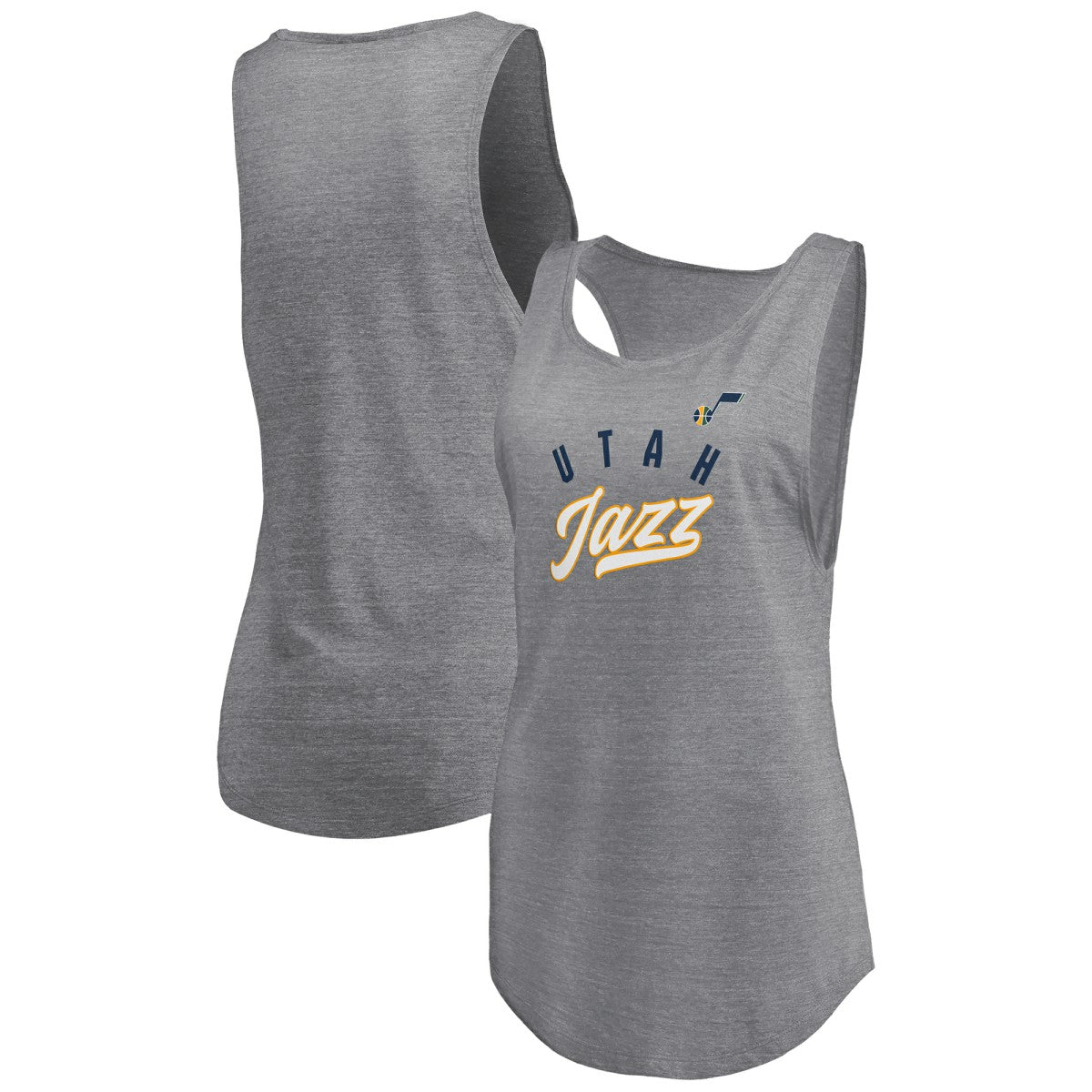 Utah Jazz Women's Quality Time Open Scoop Neck Tri-Blend Tank Top New