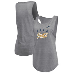 Utah Jazz Women's Quality Time Open Scoop Neck Tri-Blend Tank Top New
