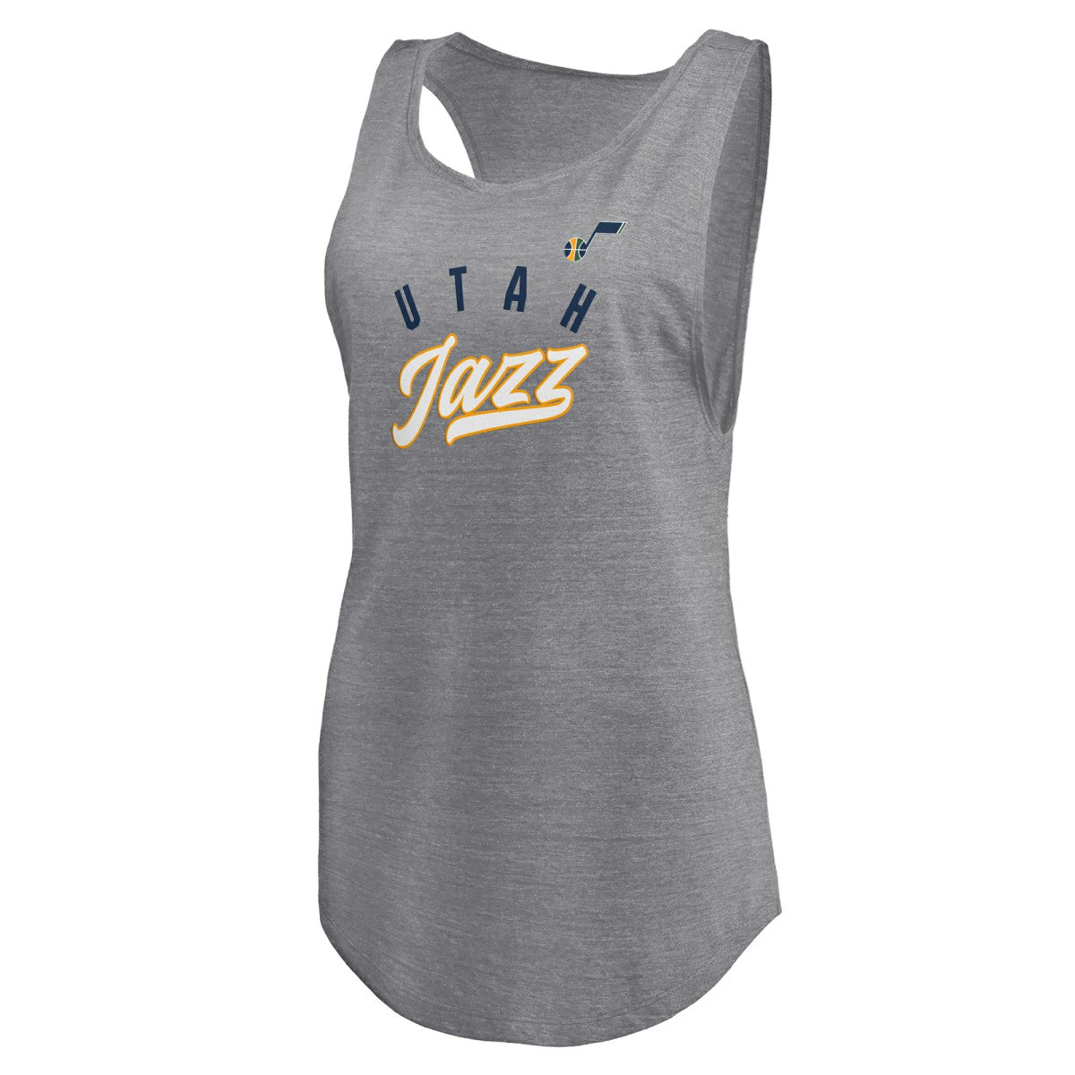 Utah Jazz Women's Quality Time Open Scoop Neck Tri-Blend Tank Top New