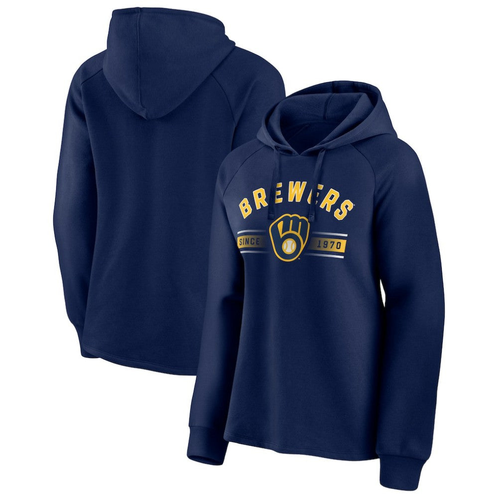 Milwaukee Brewers Fanatics Women's Perfect Play Raglan Pullover Hoodie | MLB On Sale