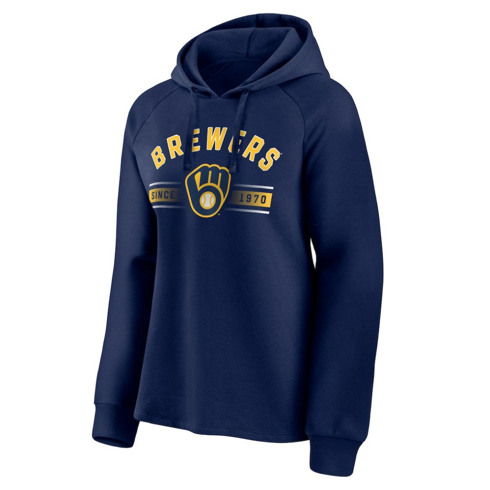Milwaukee Brewers Fanatics Women's Perfect Play Raglan Pullover Hoodie | MLB On Sale
