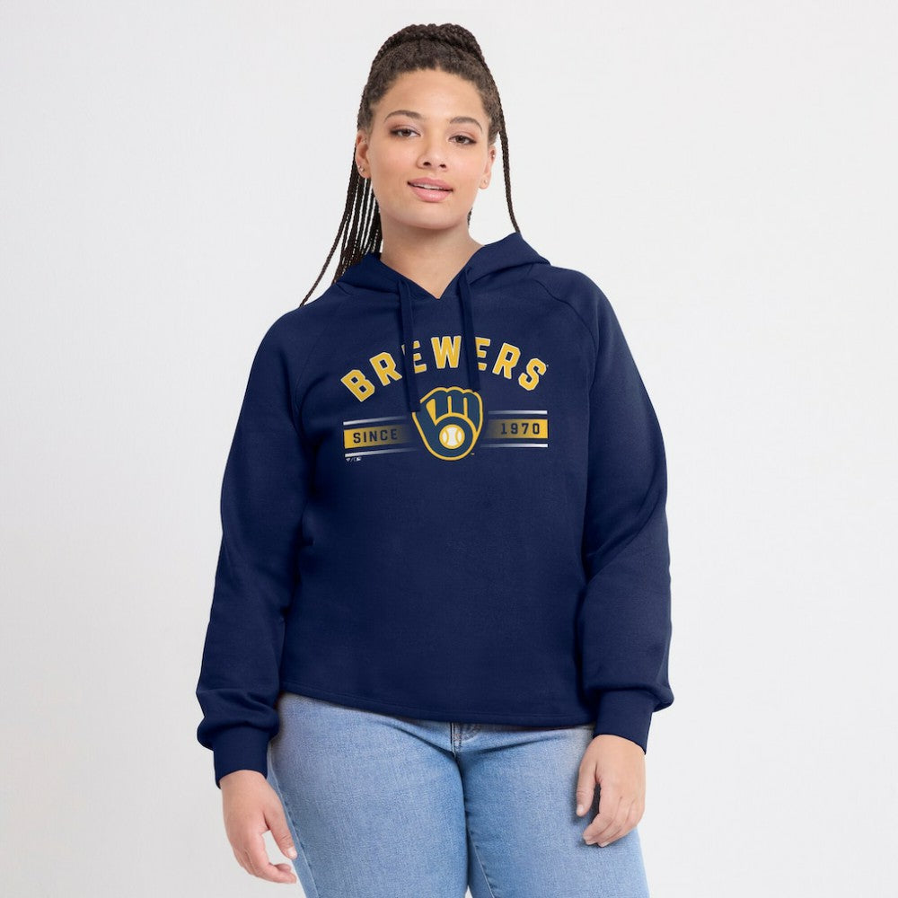 Milwaukee Brewers Fanatics Women's Perfect Play Raglan Pullover Hoodie | MLB On Sale