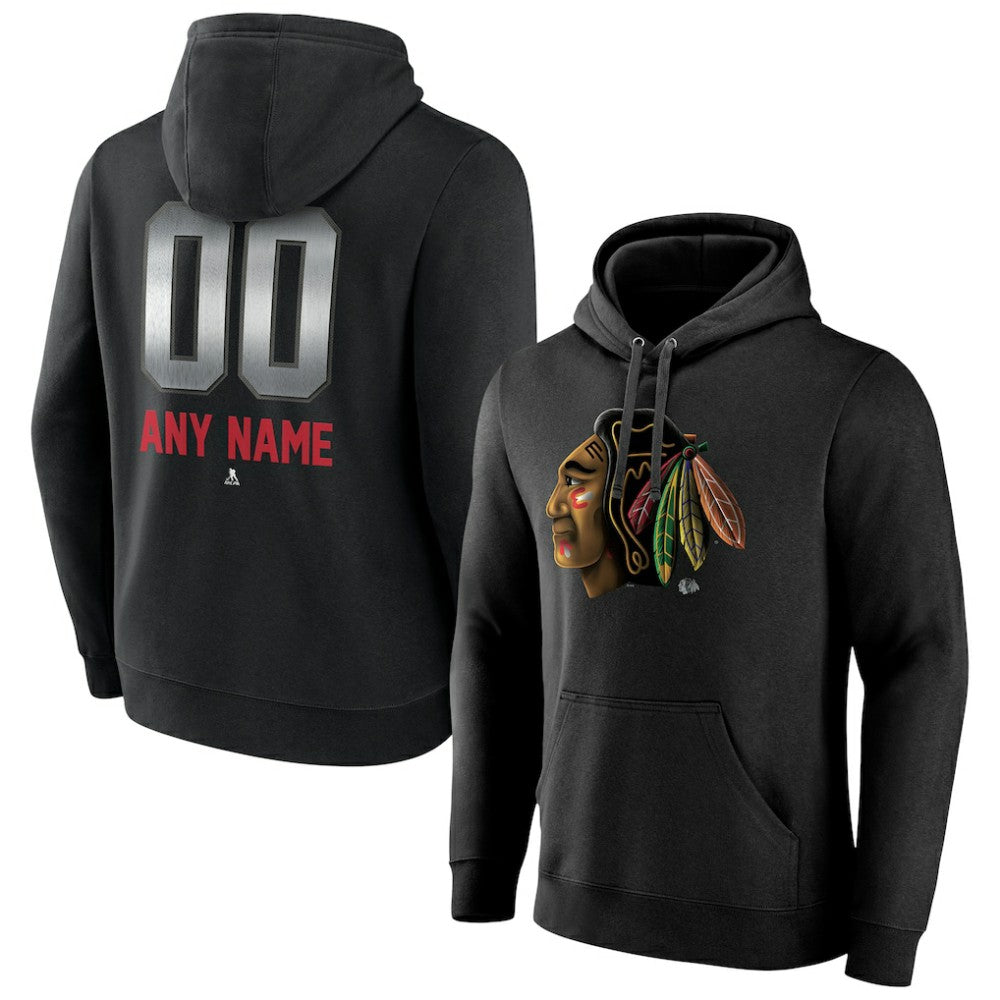 Chicago Blackhawks Personalized Midnight Mascot Logo Pullover Hoodie For Sale