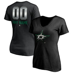 Dallas Stars Women's Personalized Midnight Mascot Logo V-Neck T-Shirt Discount
