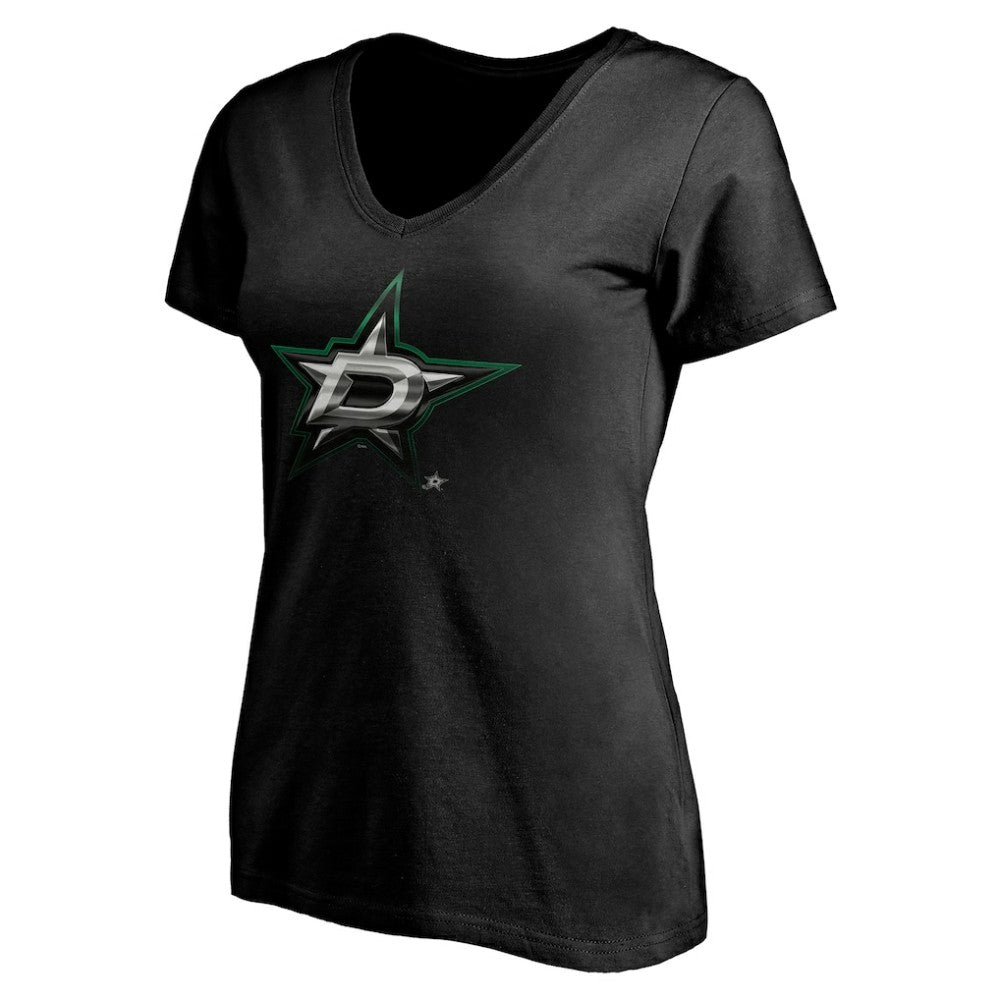 Dallas Stars Women's Personalized Midnight Mascot Logo V-Neck T-Shirt Discount