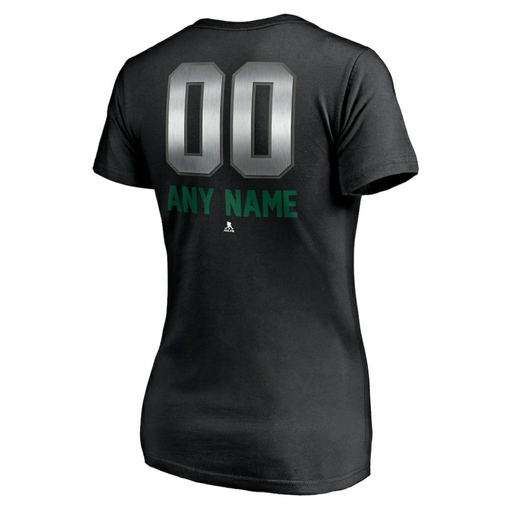 Dallas Stars Women's Personalized Midnight Mascot Logo V-Neck T-Shirt Discount
