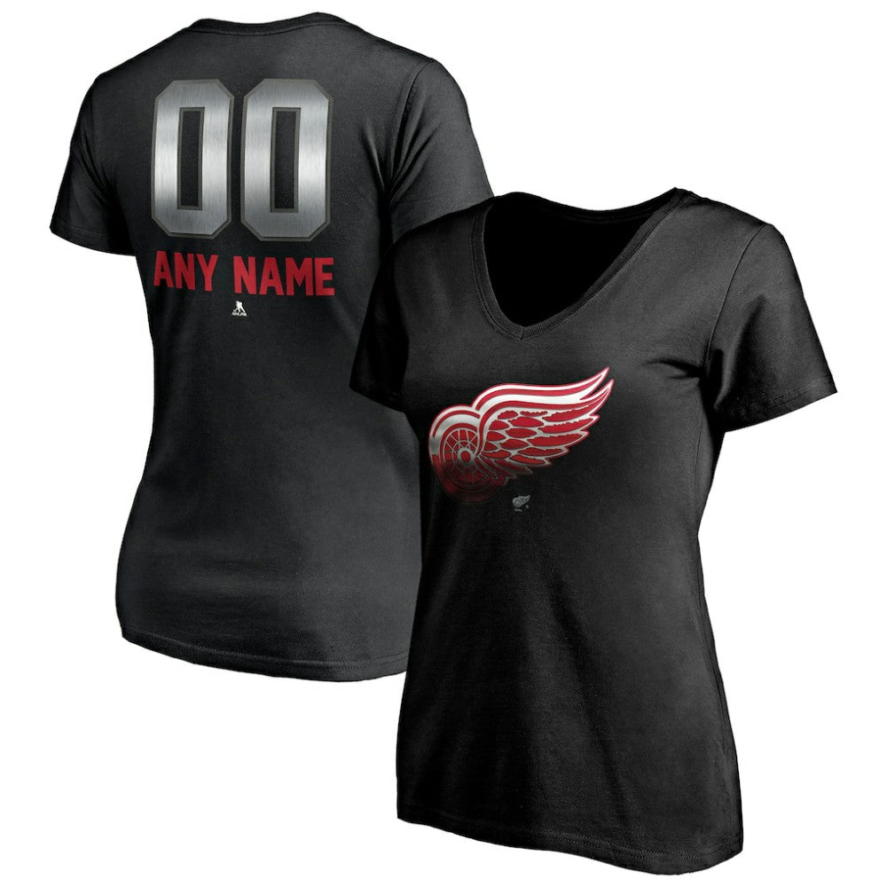 Detroit Red Wings Women's Personalized Midnight Mascot Logo V-Neck T-Shirt Discount