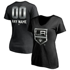 Los Angeles Kings Women's Personalized Midnight Mascot Logo V-Neck T-Shirt Discount