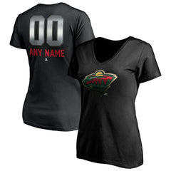 Minnesota Wild Women's Personalized Midnight Mascot Logo V-Neck T-Shirt Online