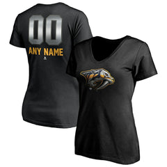 Nashville Predators Women's Personalized Midnight Mascot Logo V-Neck T-Shirt Outlet