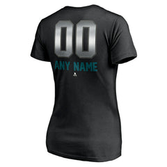 San Jose Sharks Women's Personalized Midnight Mascot Logo V-Neck T-Shirt Outlet