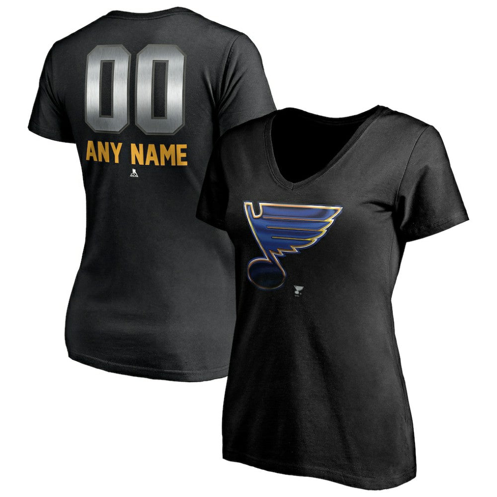 St. Louis Blues Women's Personalized Midnight Mascot Logo V-Neck T-Shirt For Sale
