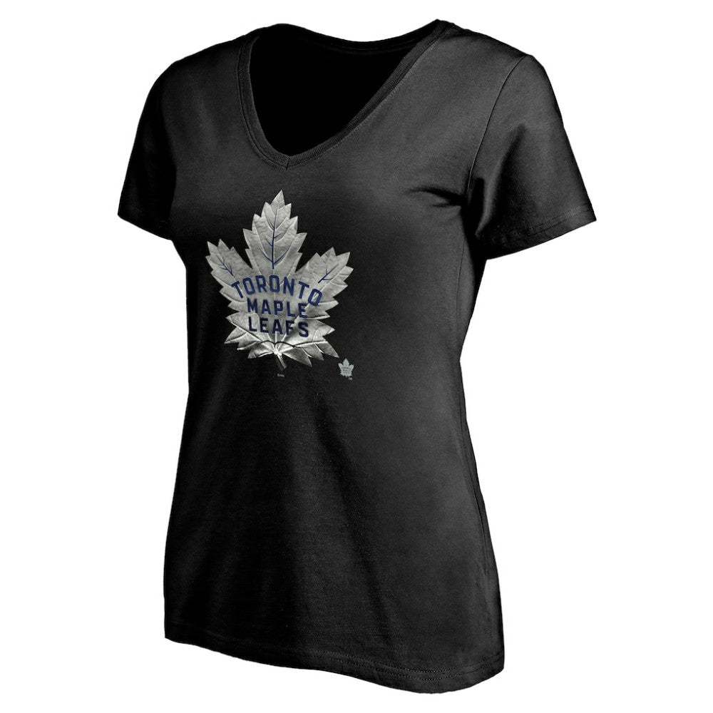 Toronto Maple Leafs Women's Personalized Midnight Mascot Logo V-Neck T-Shirt Online