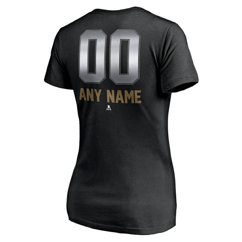 Vegas Golden Knights Women's Personalized Midnight Mascot Logo V-Neck T-Shirt Discount