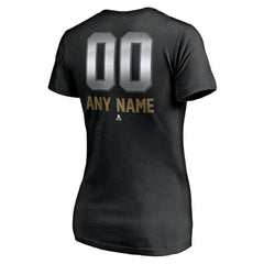Vegas Golden Knights Women's Personalized Midnight Mascot Logo V-Neck T-Shirt Discount