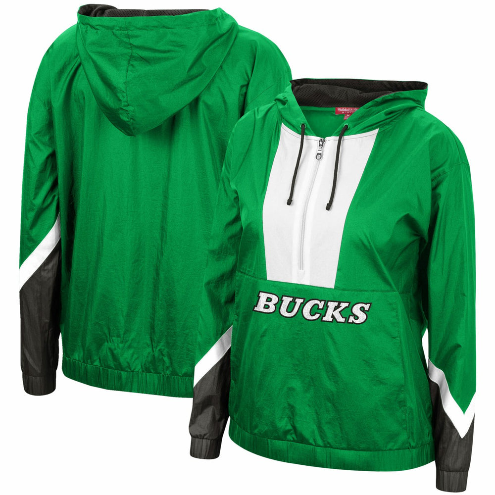 Milwaukee Bucks Women's Half-Zip Windbreaker 2.0 Hoodie New