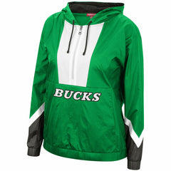 Milwaukee Bucks Women's Half-Zip Windbreaker 2.0 Hoodie New