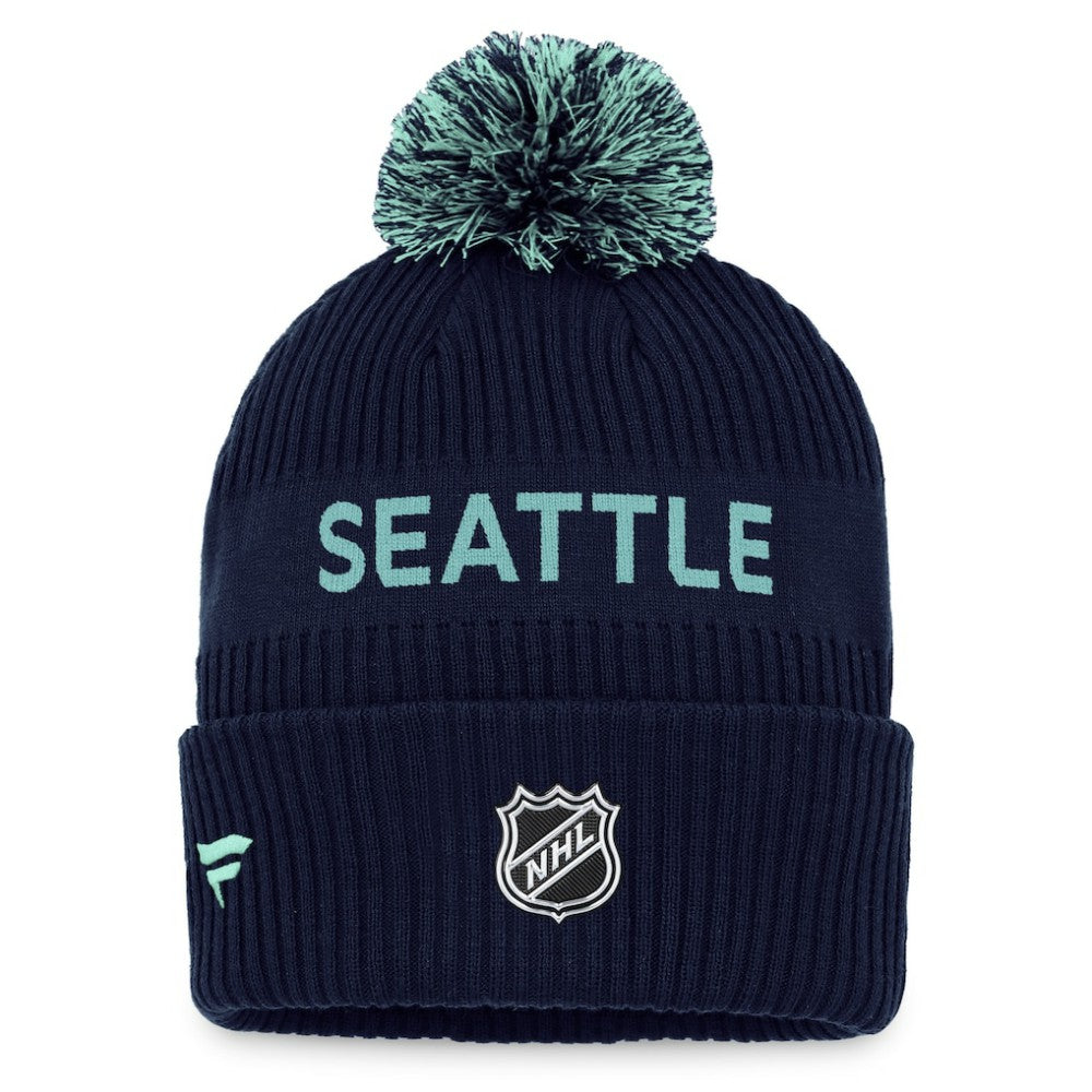 Seattle Kraken Fanatics 2022 NHL Draft Authentic Pro Cuffed Knit Hat with Pom Online