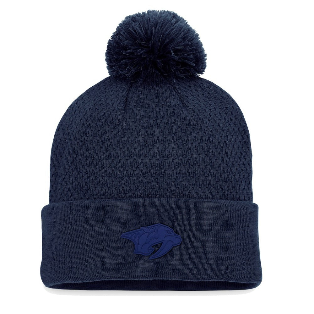 Nashville Predators Fanatics Women's Authentic Pro Road Cuffed Knit Hat with Pom For Sale
