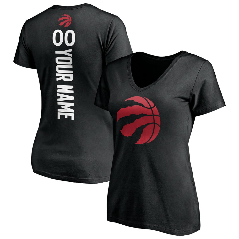 Toronto Raptors Women's Personalized Playmaker Team V-Neck T-Shirt New