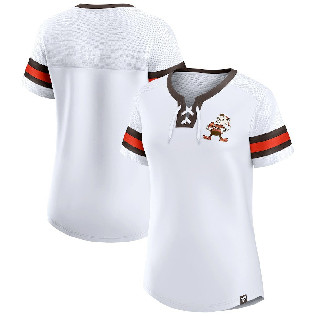 Cleveland Browns Fanatics Women's Brownie The Elf Gridiron Classics Sunday Best Lace-Up T-Shirt
