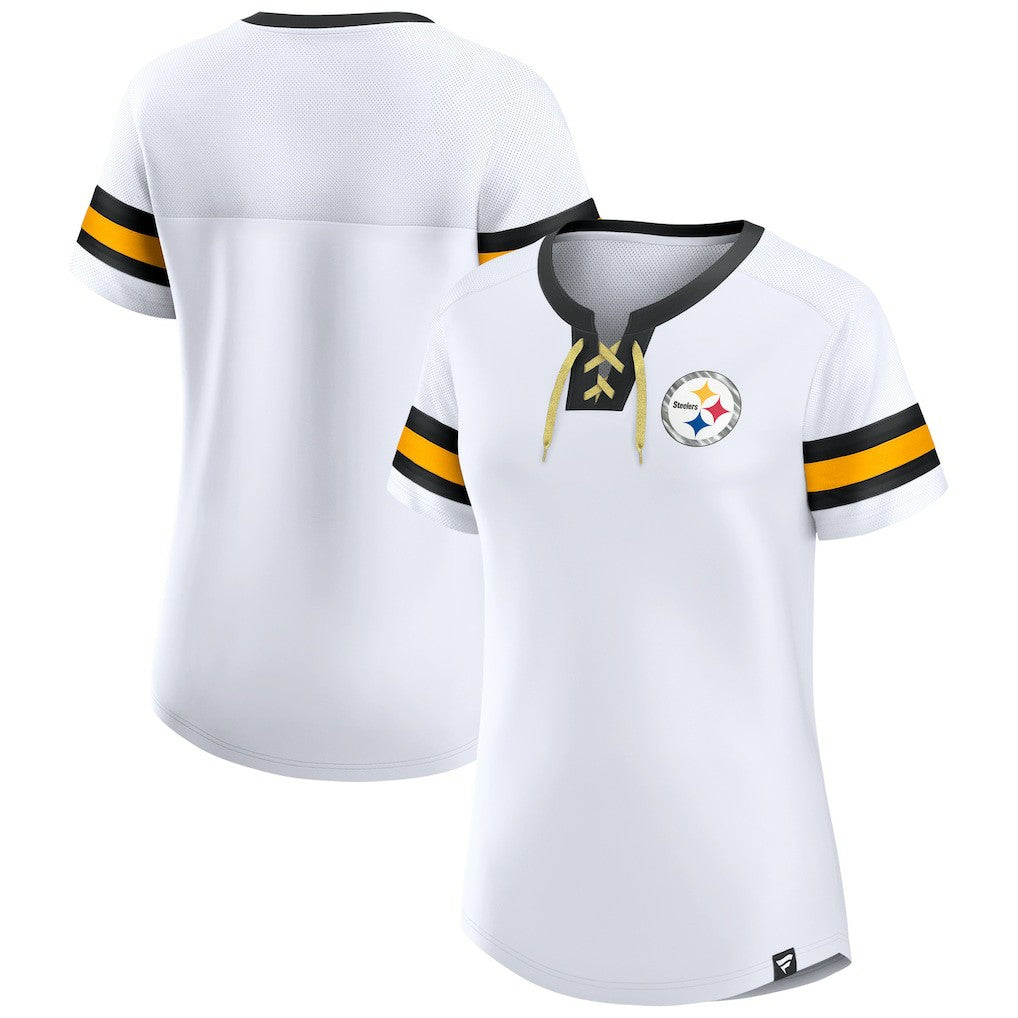 Pittsburgh Steelers Fanatics Women's Sunday Best Lace-Up T-Shirt