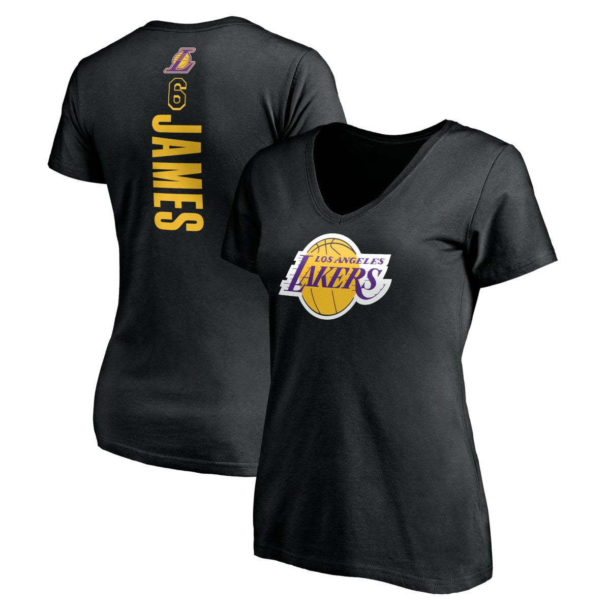 LeBron James Los Angeles Lakers Women's #6 Playmaker Name & Number V-Neck T-Shirt On Sale