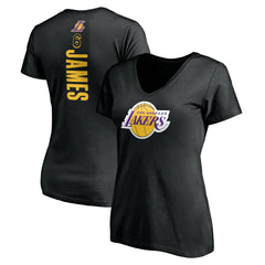 LeBron James Los Angeles Lakers Women's #6 Playmaker Name & Number V-Neck T-Shirt On Sale