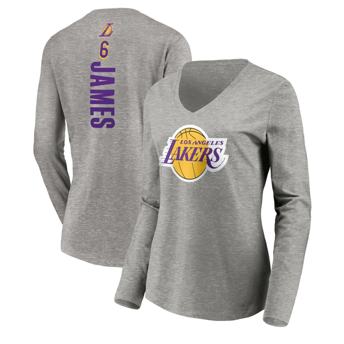 LeBron James Los Angeles Lakers Women's #6 Playmaker Name & Number Long Sleeve V-Neck T-Shirt Discount