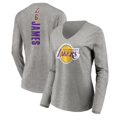 LeBron James Los Angeles Lakers Women's #6 Playmaker Name & Number Long Sleeve V-Neck T-Shirt Discount