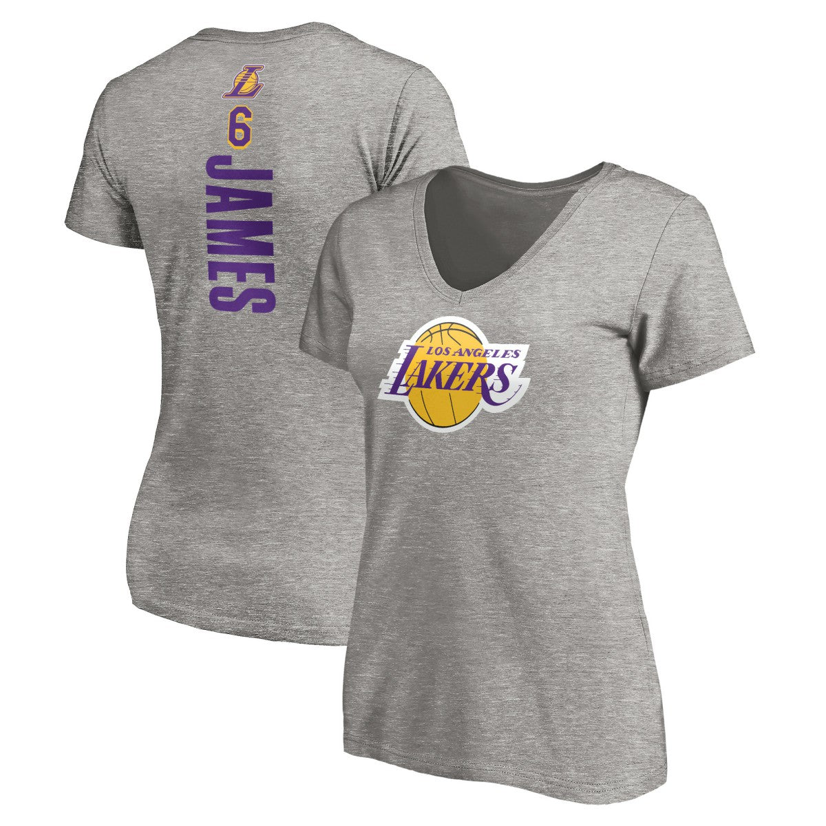 LeBron James Los Angeles Lakers Women's #6 Playmaker Name & Number V-Neck T-Shirt Outlet