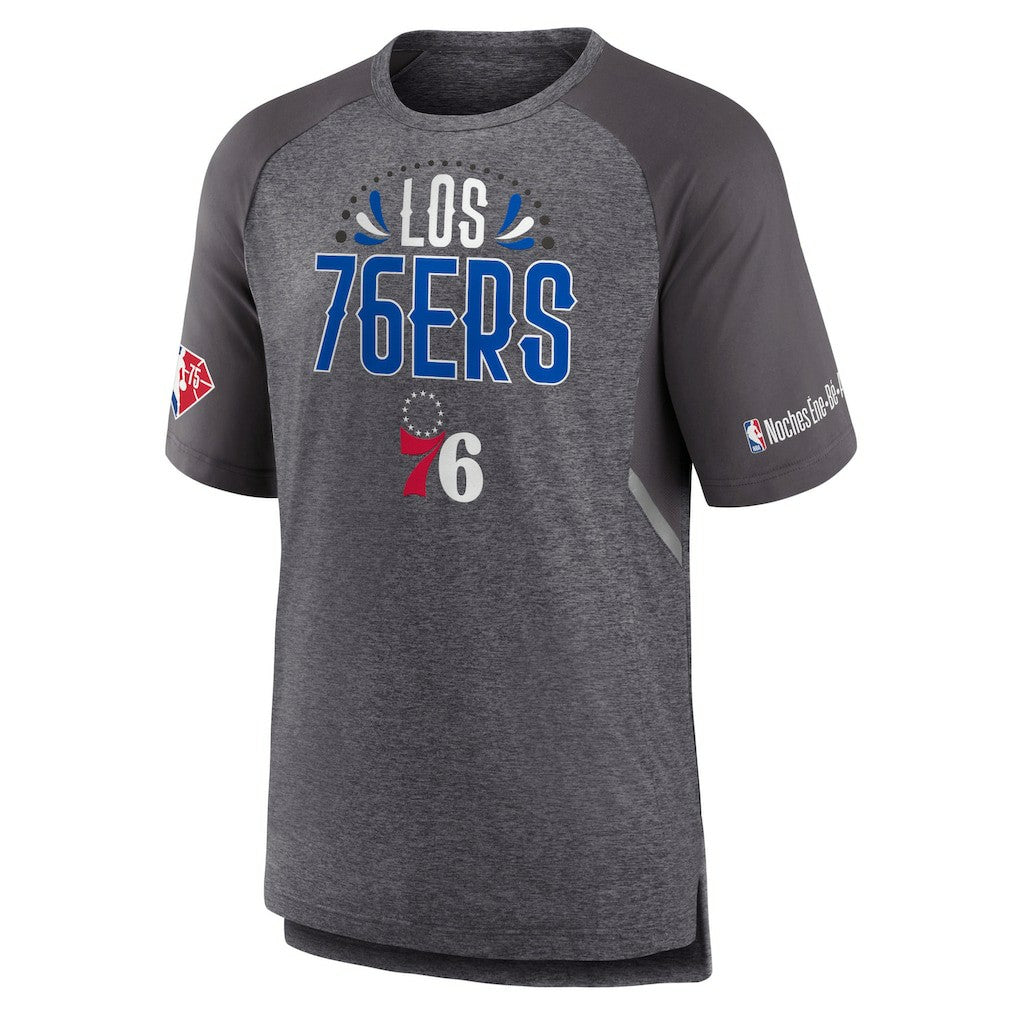 Philadelphia 76ers 2022 Noches Ene-Be-A Core Shooting Raglan T-Shirt On Sale