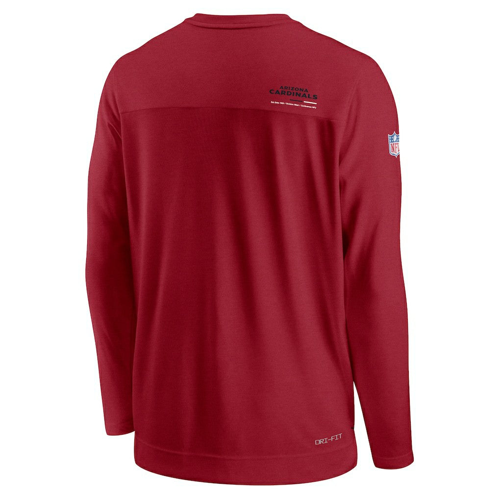 Arizona Cardinals Nike Sideline Coach Chevron Lock Up Long Sleeve V-Neck Performance T-Shirt