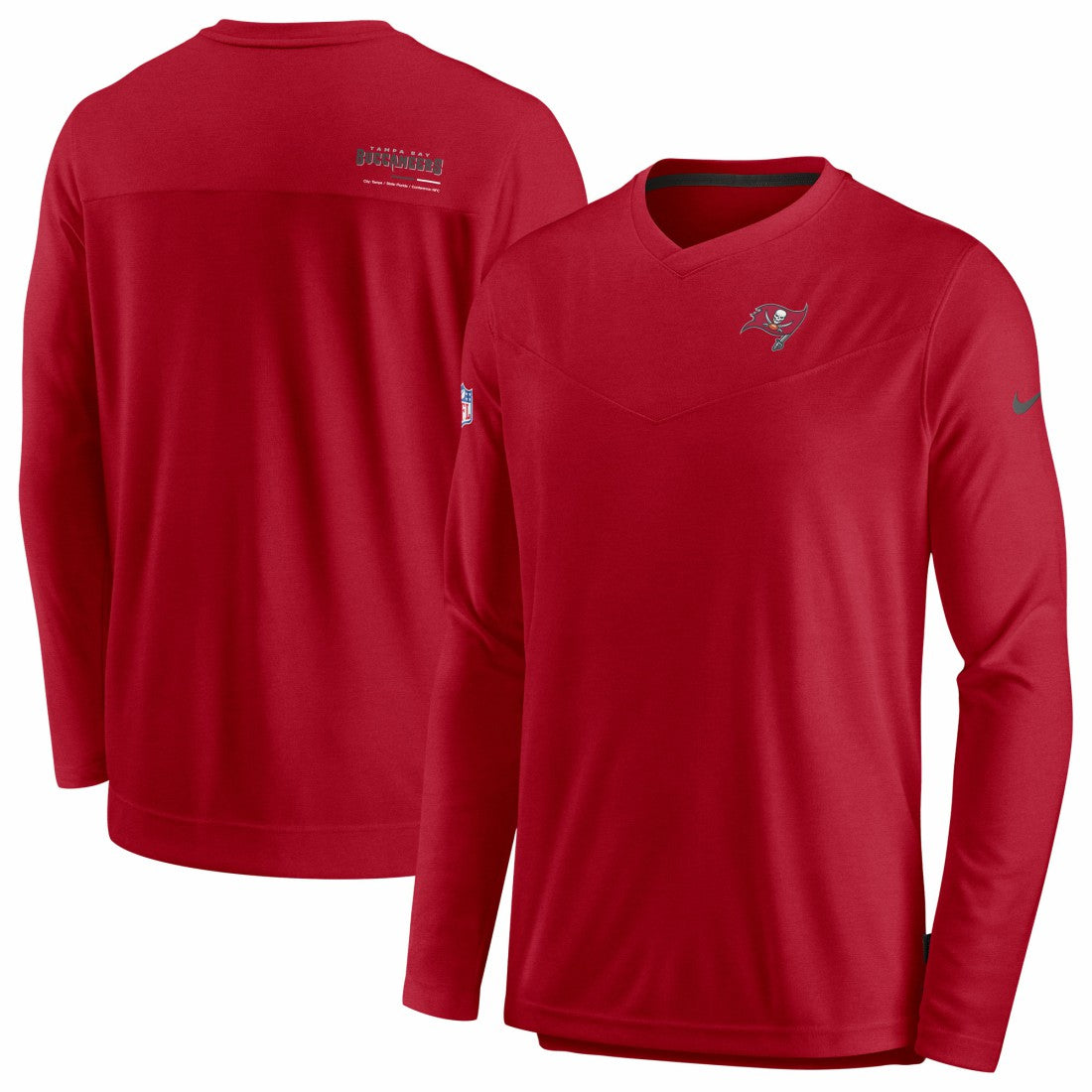 Tampa Bay Buccaneers Nike Sideline Coach Chevron Lock Up Long Sleeve V-Neck Performance T-Shirt