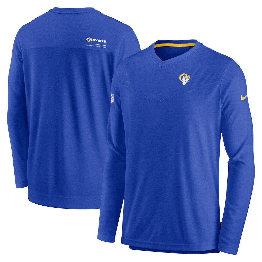 Los Angeles Rams Nike Sideline Coach Chevron Lock Up Long Sleeve V-Neck Performance T-Shirt