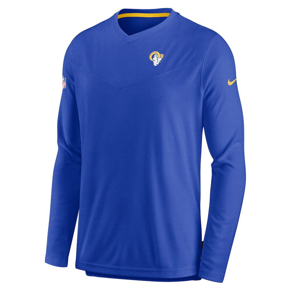 Los Angeles Rams Nike Sideline Coach Chevron Lock Up Long Sleeve V-Neck Performance T-Shirt