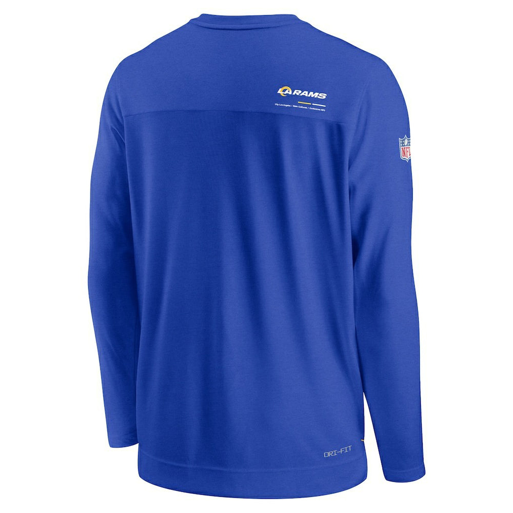 Los Angeles Rams Nike Sideline Coach Chevron Lock Up Long Sleeve V-Neck Performance T-Shirt