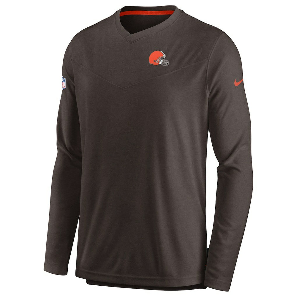Cleveland Browns Nike Sideline Coach Chevron Lock Up Long Sleeve V-Neck Performance T-Shirt