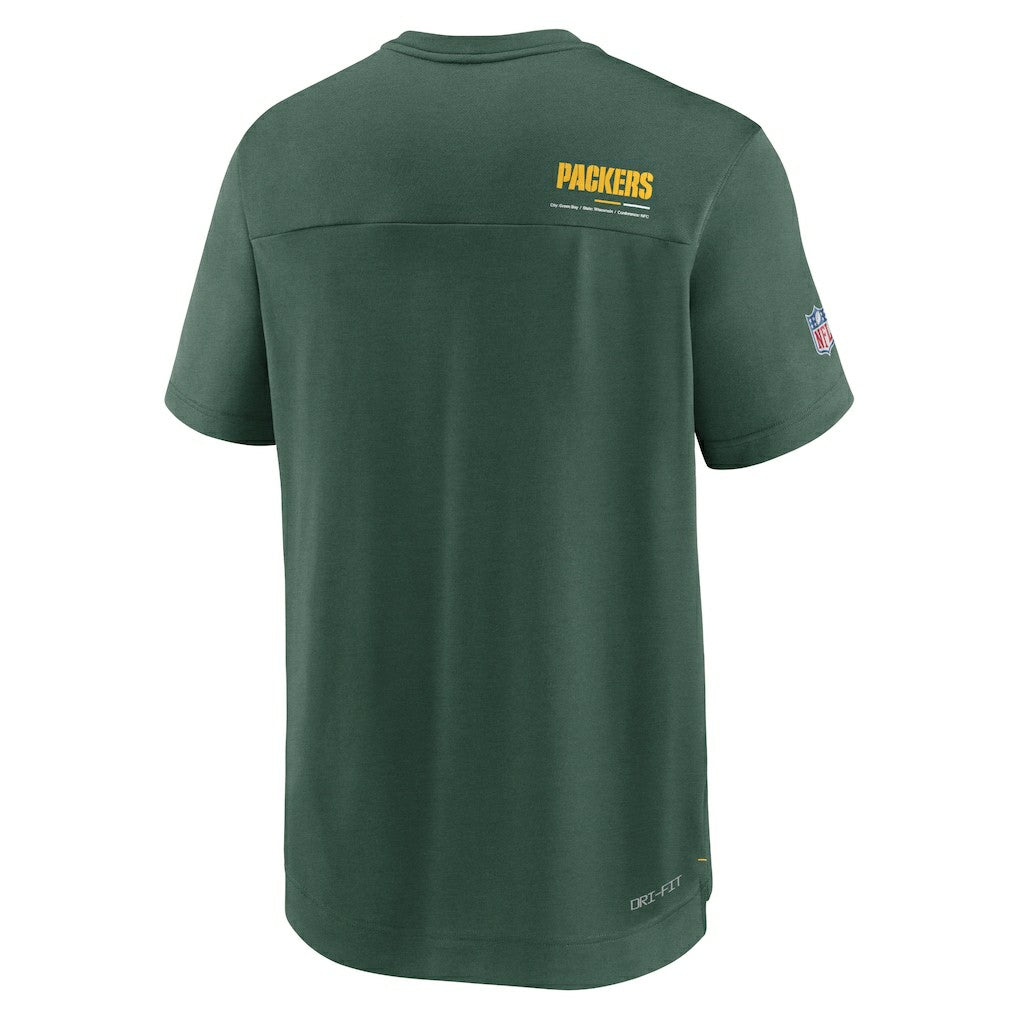 Green Bay Packers Nike Sideline Coach Chevron Lock Up Logo V-Neck Performance T-Shirt