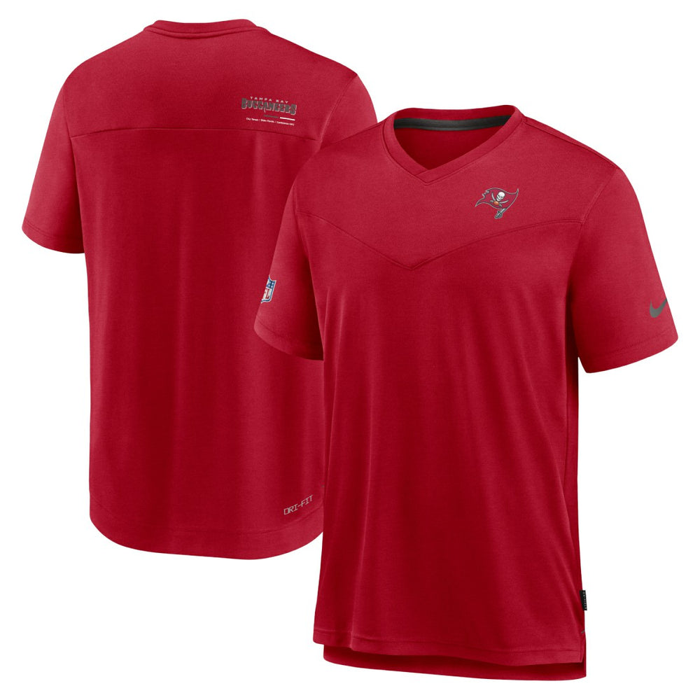 Tampa Bay Buccaneers Nike Sideline Coach Chevron Lock Up Logo V-Neck Performance T-Shirt