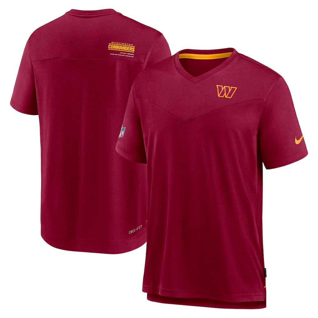 Washington Commanders Nike Sideline Coach Chevron Lock Up Logo V-Neck Performance T-Shirt