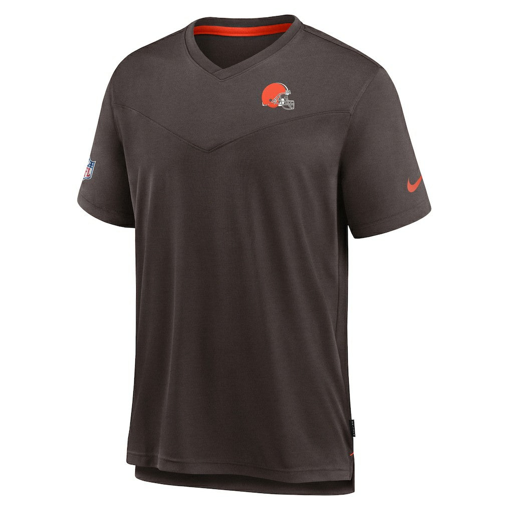 Cleveland Browns Nike Sideline Coach Chevron Lock Up Logo V-Neck Performance T-Shirt
