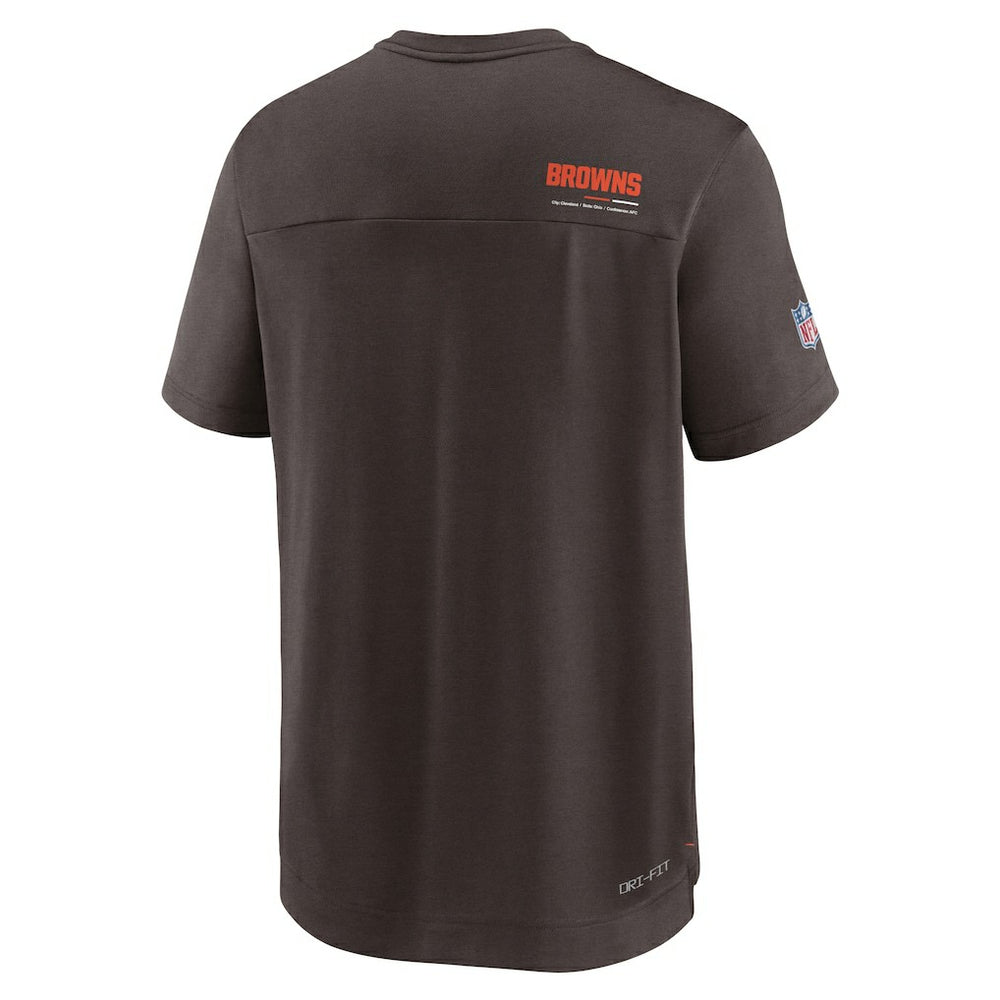 Cleveland Browns Nike Sideline Coach Chevron Lock Up Logo V-Neck Performance T-Shirt