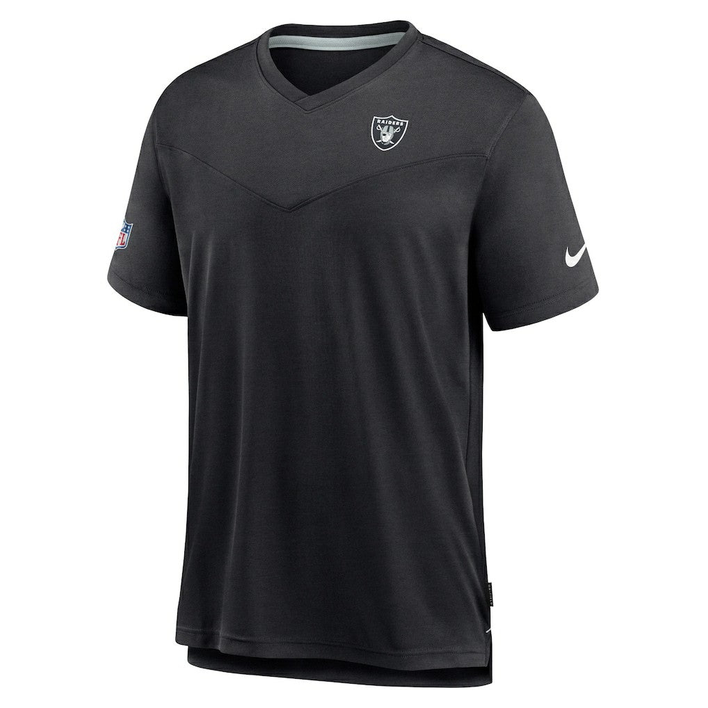 Las Vegas Raiders Nike Sideline Coach Chevron Lock Up Logo V-Neck Performance T-Shirt